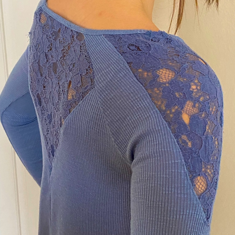 Light Blue Lace Longsleeve Shirt
